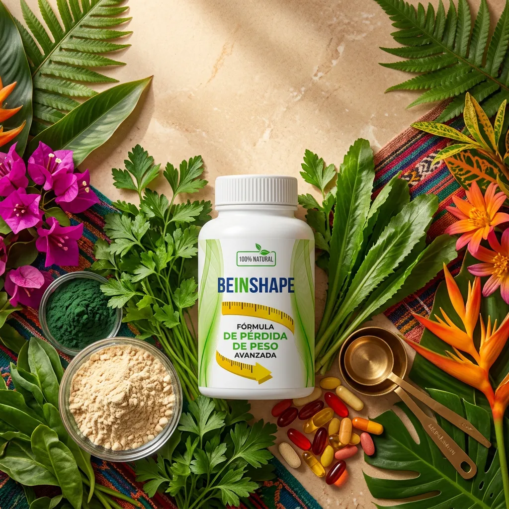 Frasco de BeInShape con ingredientes vegetales