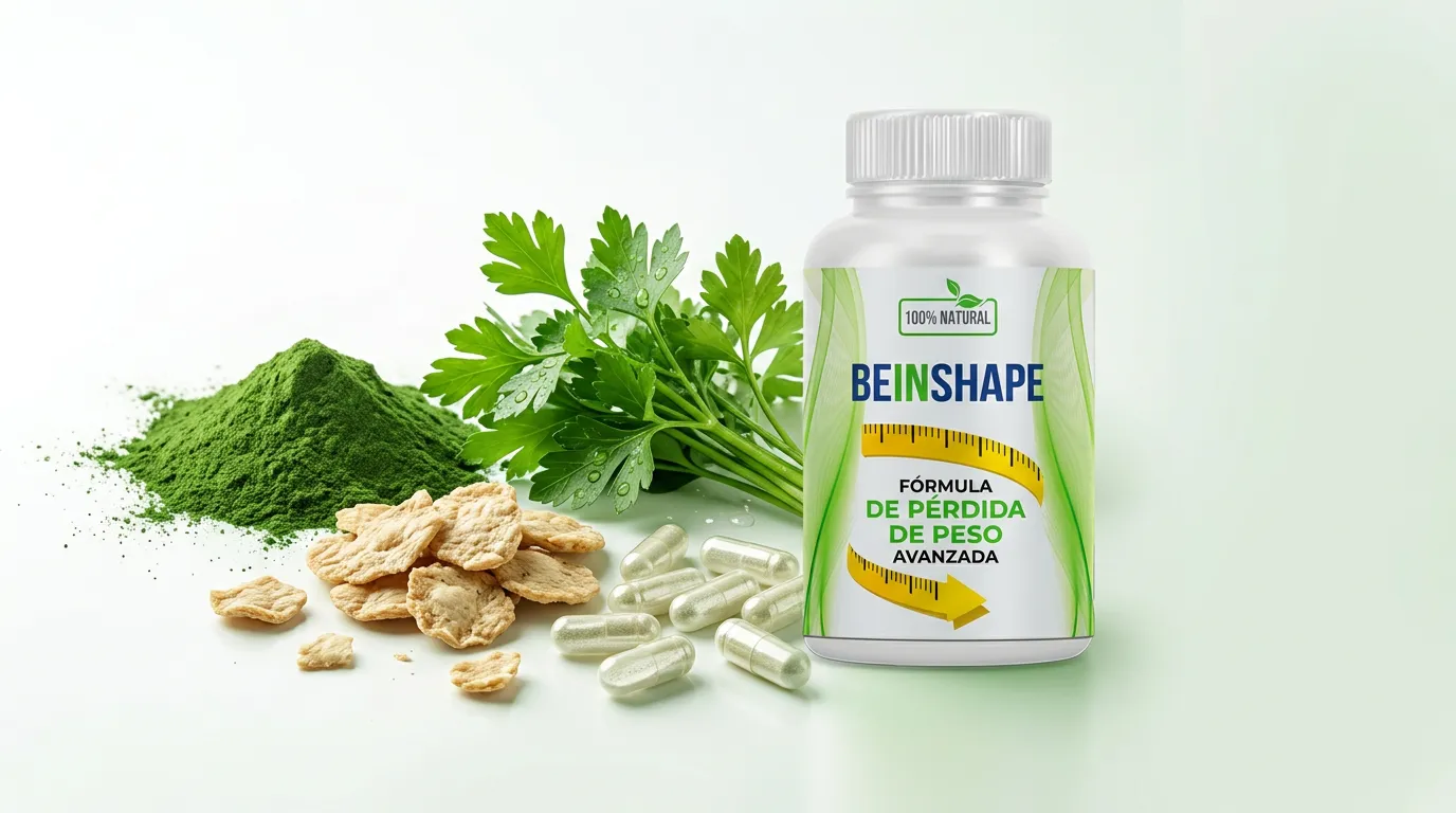 Frasco de BeInShape con cápsulas e ingredientes vegetales