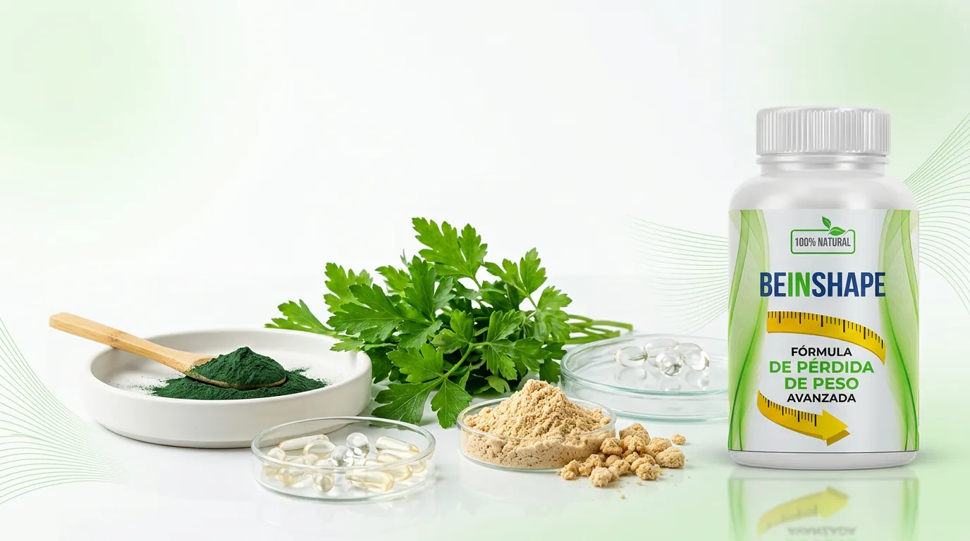 Frasco de BeInShape con ingredientes naturales